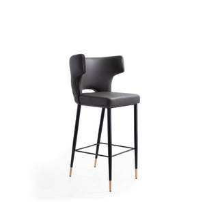 Manhattan Comfort Holguin 41.34 in. Black and Gold Wooden Barstool