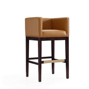 Manhattan Comfort Kingsley 38 in. Dark Walnut Beech Wood Barstool