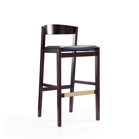 Image of Manhattan Comfort Klismos 40.75 in. Dark Walnut Beech Wood Barstool