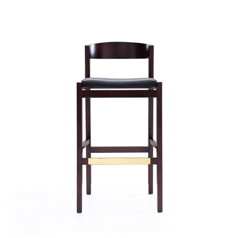 Image of Manhattan Comfort Klismos 40.75 in. Dark Walnut Beech Wood Barstool