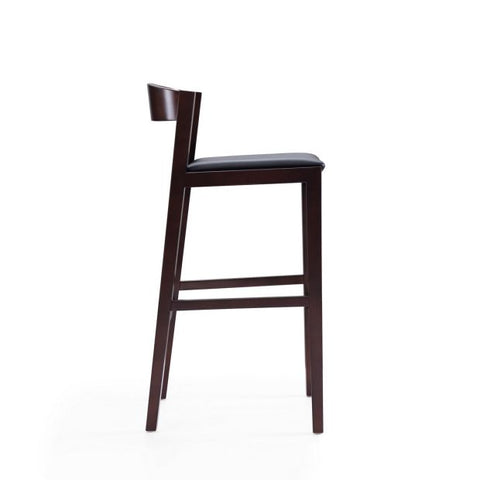 Image of Manhattan Comfort Klismos 40.75 in. Dark Walnut Beech Wood Barstool