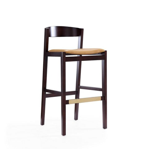 Image of Manhattan Comfort Klismos 40.75 in. Dark Walnut Beech Wood Barstool