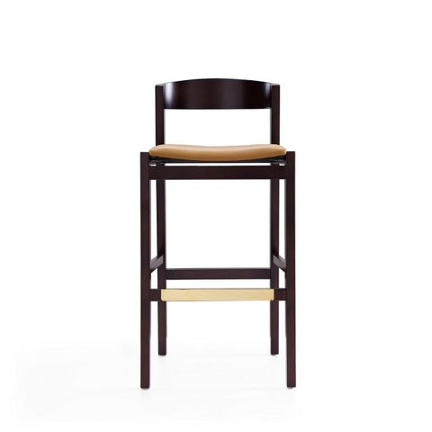 Image of Manhattan Comfort Klismos 40.75 in. Dark Walnut Beech Wood Barstool