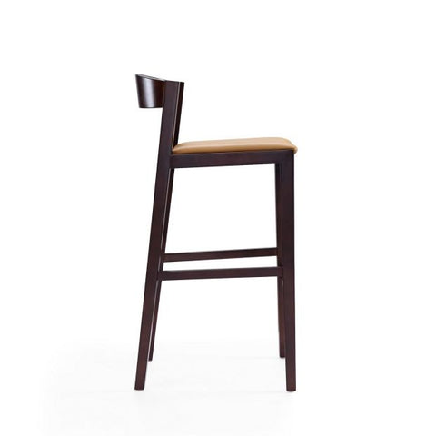 Image of Manhattan Comfort Klismos 40.75 in. Dark Walnut Beech Wood Barstool