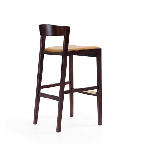 Image of Manhattan Comfort Klismos 40.75 in. Dark Walnut Beech Wood Barstool