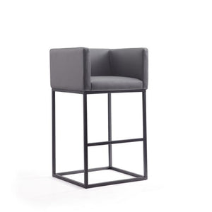 Manhattan Comfort Embassy 38 in. Black Metal Barstool