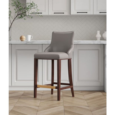 Image of Manhattan Comfort Modern Shubert Barstool Upholstered Leatherette with Beech Wood Legs