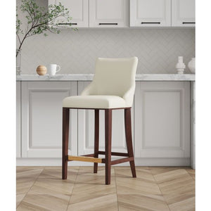 Manhattan Comfort Modern Shubert Barstool Upholstered Leatherette with Beech Wood Legs